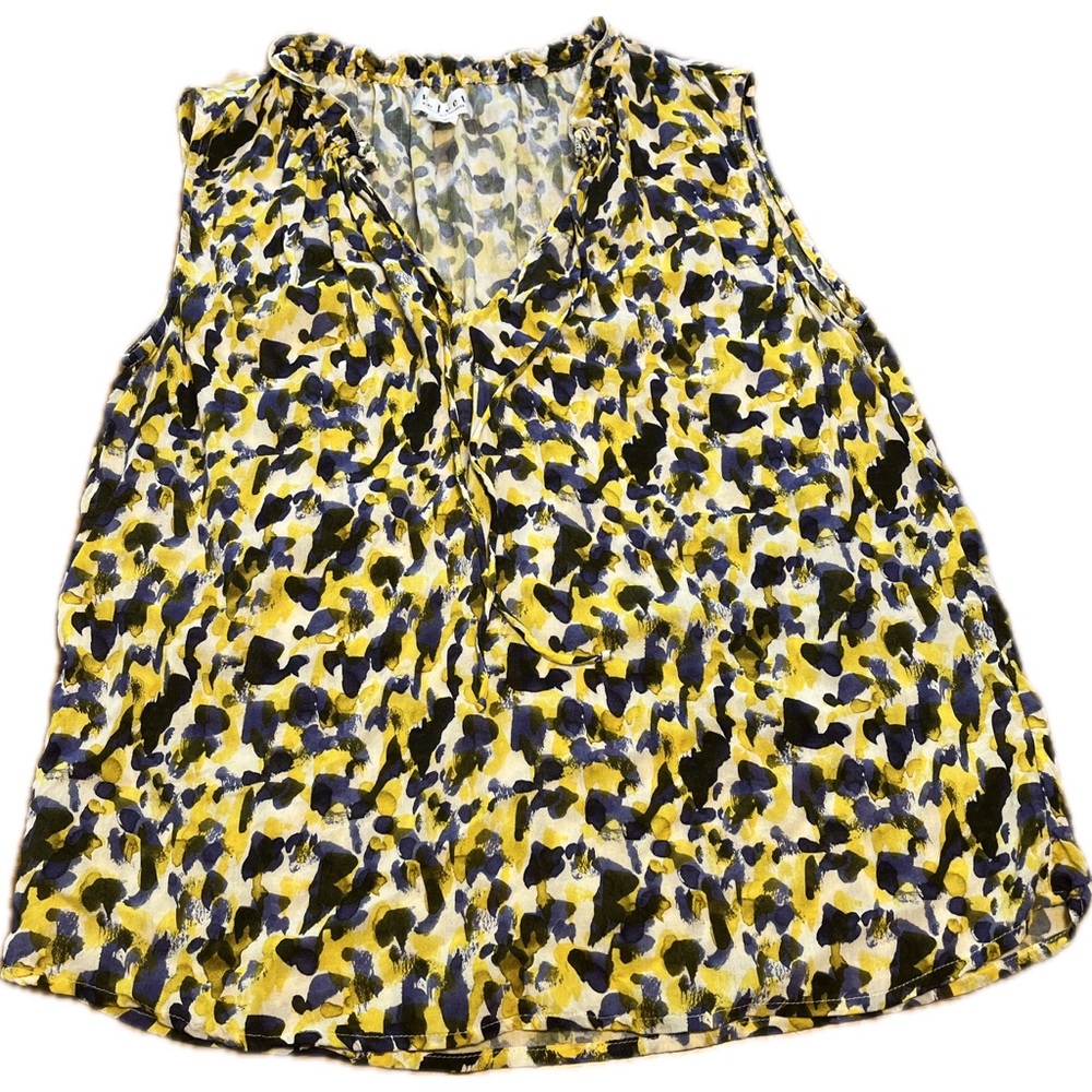 Velvet by graham & spencer Melanie V-Neck Sleeveless Blouse Abstract Print Small